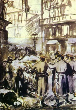 Édouard Manet œuvres - La guerre civile Barricade Édouard Manet